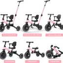 XJD Toddler Bike, 6 in 1 Folding Toddler Tricycle for 1-4 Year Old with Parental Control Handle, Balance Bike with Removable Pedal, Backrest, Adjustable Seat, First Christmas Birthday Gifts (Pink)