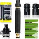 2 x Heavy Duty Adjustable Garden Hose Nozzle, High Pressure Jet Spray, Metal Sprayer for Car Wash, Lawn, Patio Cleaning, Leak-Proof Design (1)