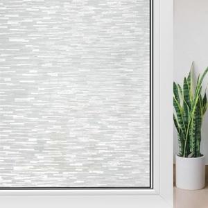 Haton Window Privacy Film, White Stripe Non-Adhesive, 17.5" x 157.4"