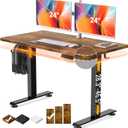 Veken 47.2" Standing Desk, Adjustable Height Office Desk with Wood Desktop, Computer Table for Home Work, Study and Gaming, Small Spaces, Modern Furniture, Brown