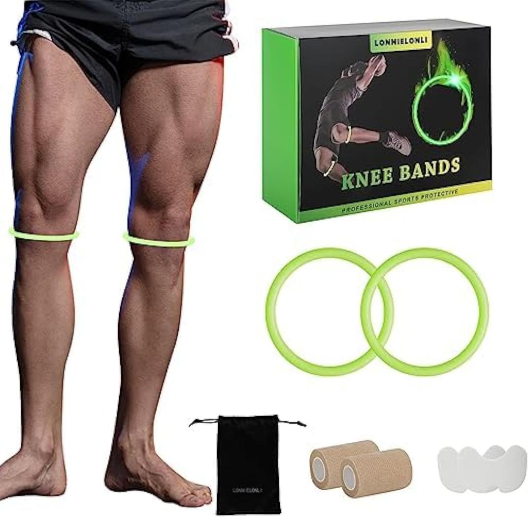 Patella Tendon Support Strap, Revolutionary Patellar Ring Knee Stabilizer with Knee Patches & Self-Adhesive Bandage Wraps, Silicone Patellar Knee Brace for Working Out Basketball Running