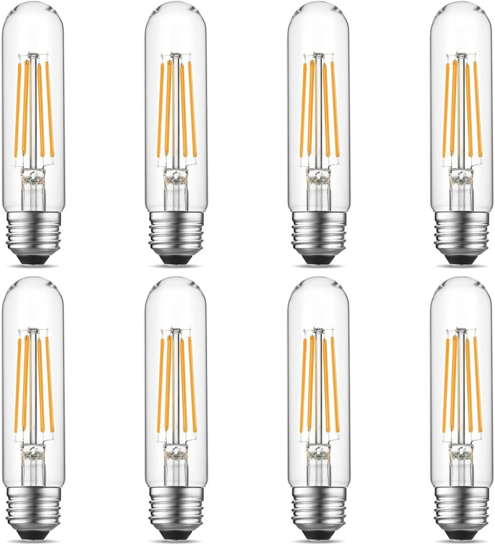 Gozelux Dimmable E26 LED Bulb 6W Equal 60 Watt Warm White 2700K E26 Edison AC120V 750LM Tubular T9 T10 LED Light Bulb for Rustic Pendant, Chandeliers, Wall Sconces, Pack of 8