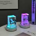 LED Light Base Lighted Display Stand for Crystal, 4 Pack Round Touch Control Light Stand, 7 Color Changing Display Base with USB Power, Illuminated Pedestal for Glass Crystal Spherical Artwork