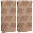 SmoothNovelty 2 Pcs Bear Jacquard Hand Towels for Bathroom Brown Hand Towels 100% Cotton Absorbent Decorative Weave Bath Decor Neutral Bathroom Decor Gift, 13. 7 x 29. 5 Inch