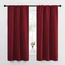 NICETOWN Christmas Burgundy Curtains Blackout Drape Panels - Lights Block Out Window Treatment Short Curtain Sets for Loft and Basement Decoration (Set of 2, 34 by 63-Inch)