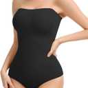 Strapless Shapewear Bodysuit for Women Tummy Control Seamless Full Body Shaper Bodysuit Under Dress (X-Large, Black-brief)