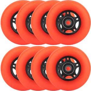 8-Pack Inline Skate Wheels, 85A, Indoor & Outdoor | Roller Hockey Wheels with ABEC-9 Bearings for Roller Blades, Scooters, and Luggage (64 mm, Orange)