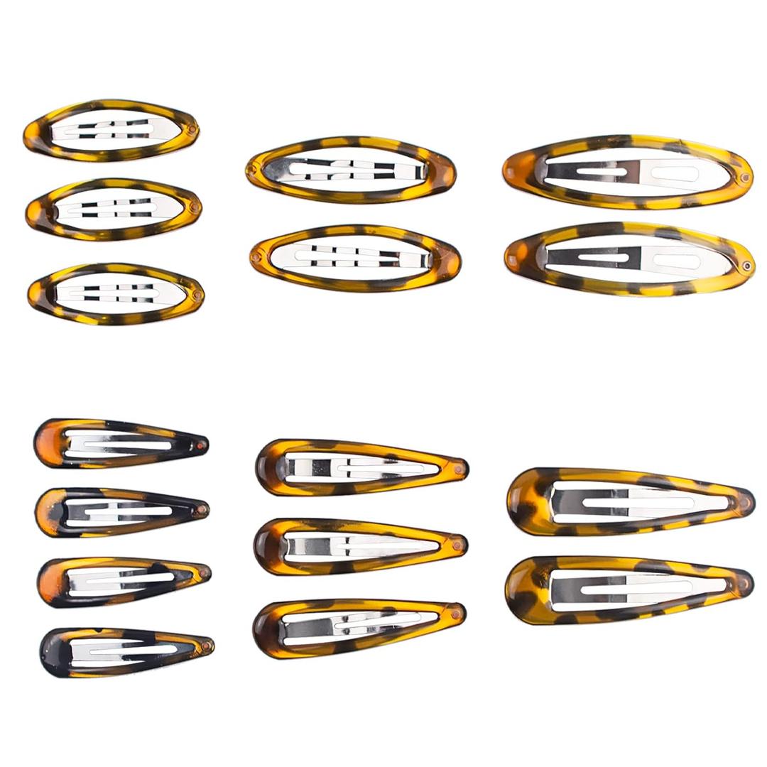 16pcs Snap Hair Clips, Classic Tortoise Hair Clip, Vintage Hairpin Accessories for Women Girls, Metal Barrettes Various Size and Style Combinations Suitable for All Hair Types