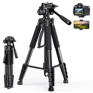 UBeesize 67 Camera Tripod with Travel Bag, Cell Phone Tripod with Bluetooth Remote and Phone Holder, Compatible with All Cameras, Cell Phones, Projector, Webcam, Spotting Scopes
