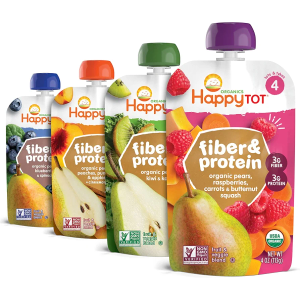 Happy Tot Organics Stage 4 Baby Food Pouches, Gluten Free, Vegan Snack, Fiber & Protein Fruit & Veggie Puree, Fruit & Veggie Variety Pack, 4 Ounce (Pack of 16) (BB: April 10, 2026)