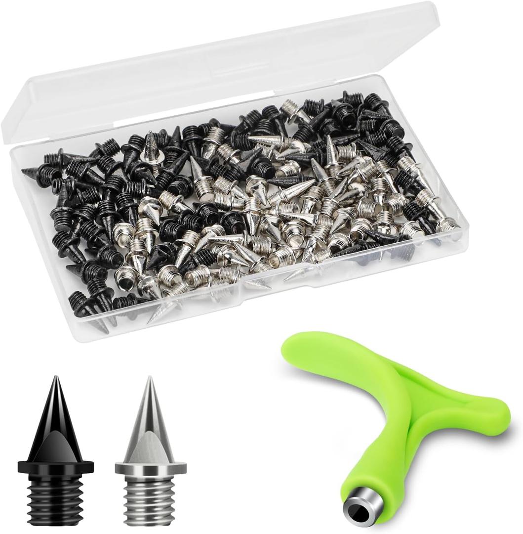 3/8 Inch Track Spikes, 120 Pieces Steel Shoe Spikes Replacements and Spike Wrench for Sports Running Track Shoes