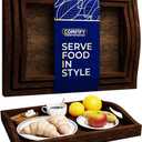 Comfify Serving Trays Set of 3 - Ottoman Wood Trays for Entertainment, Food and Decor - Rustic Farmhouse Distressed Wood Finish - Brown