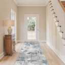 Washable Area Rugs 2x6 Runner Rug for Entryway: Modern Abstract Neutral Soft Indoor Carpet for Hallway Front Door Kitchen Bathroom Bedroom - Grey Blue