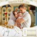 Vesici 25 Set Baptism Party Favors Bulk Includes 3 in 1 Nail Clippers Bottle Opener Keychain God Bless Nail Clippers Thank You Gift Cards Organza Bags for Baptism Party Supplies Souvenirs