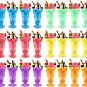 24 Pack Plastic Milkshake Cups Ice Cream Sundae Glasses Plastic Old Fashioned Soda Shoppe Sundae Cups Bright Neon Color Set for Kids Children, 50s Party Decorations