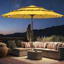 EliteShade USA 10-Year-Non-Fading 10ft 3-Tier Market Patio Umbrella, Commercial Table Umbrella with 80 Solar LED Lights, Crank Open, Windproof & UPF 50+ UV Protection for Garden, Deck, Pool, Backyard, Sunflower Yellow