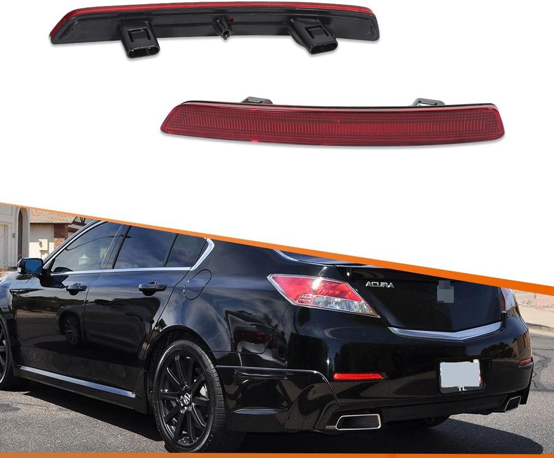 ADIIL 2PCS Red Lens Rear Bumper Bar Reflector Light Kit For 2012 2013 2014 Acura TL