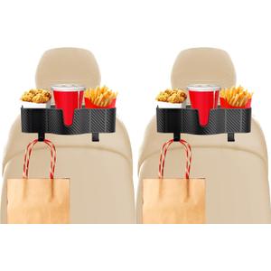 3-in-1 Car Headrest Backseat Organizer with 3.7" Backseat Cup Holder for Car, Seat Back Organizer with Hooks (2pc)
