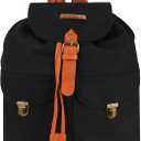 Canvas Backpack for Women & Men  Vintage Rucksack with Faux Leather Straps, Large Front Pockets & Brass Hardware (Black)