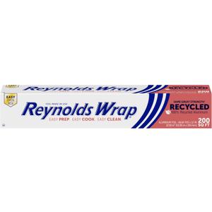 Reynolds Wrap Recycled Aluminum Foil, Recycled Foil Roll, Made From 100% Recycled Materials, With Secure Easy Open and Close Tab, 200 Sq. Ft.