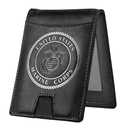Military Veteran Products Marine Corps Black Crazy Horse Leather Bi-Fold Card Holder with Money Clip Black USMC : Clothing, Shoes & Jewelry