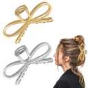 2 PACK Large Bowknot Shark Hair Clips for Women Thick Hair Claw Clips Hair Accessories for Women and Girls