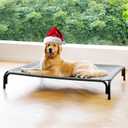 Elevated Dog Bed Raised Outdoor Dog Cot for Extra Large Dogs, Installation Requires No Tools, Frame with Washable Cooling Breathable Mesh Anti-Slip Feet, Indoor Pet Bed, Grey, 48.8 Inches (XL-48.8"L35.8"W7.9"Th)
