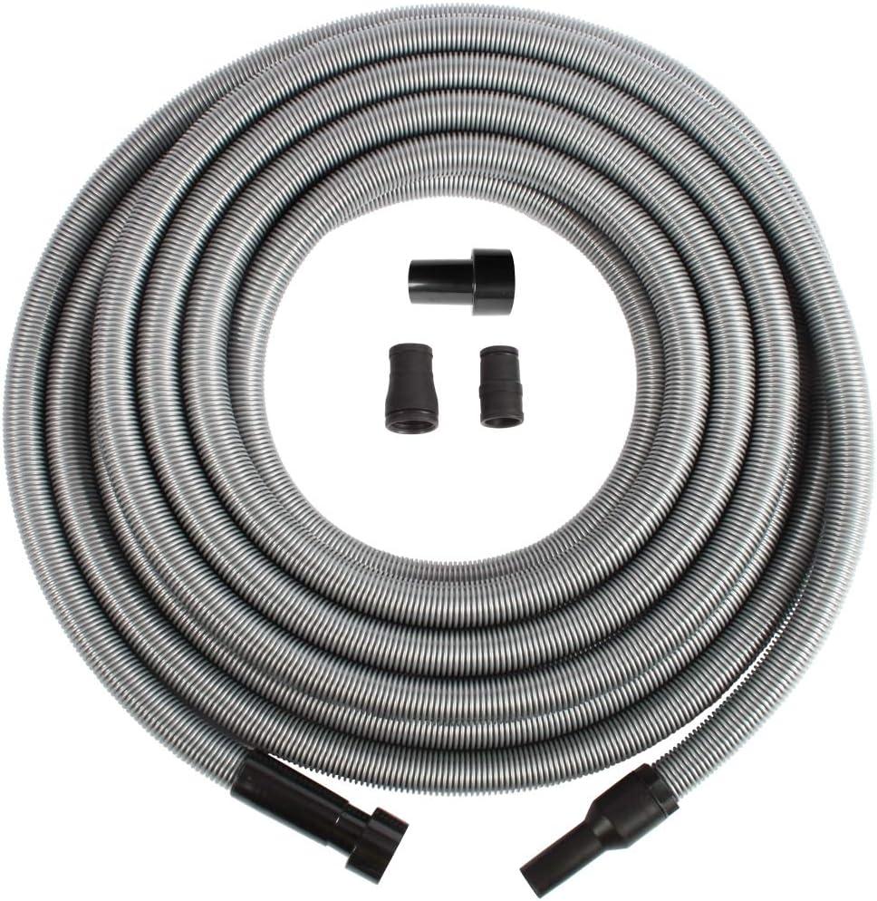 Cen-Tec Systems 94170 Premium 50 Ft. Shop Vacuum Hose with Power Tool Adapter Set Silver