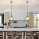 3-Light Chandelier,Vintage Gold Farmhouse Pendant Light Fixture for Kitchen,Adjustable Hanging Lighting with Green Glass Shade for Hallway Bedroom Entryway Dining Room Island