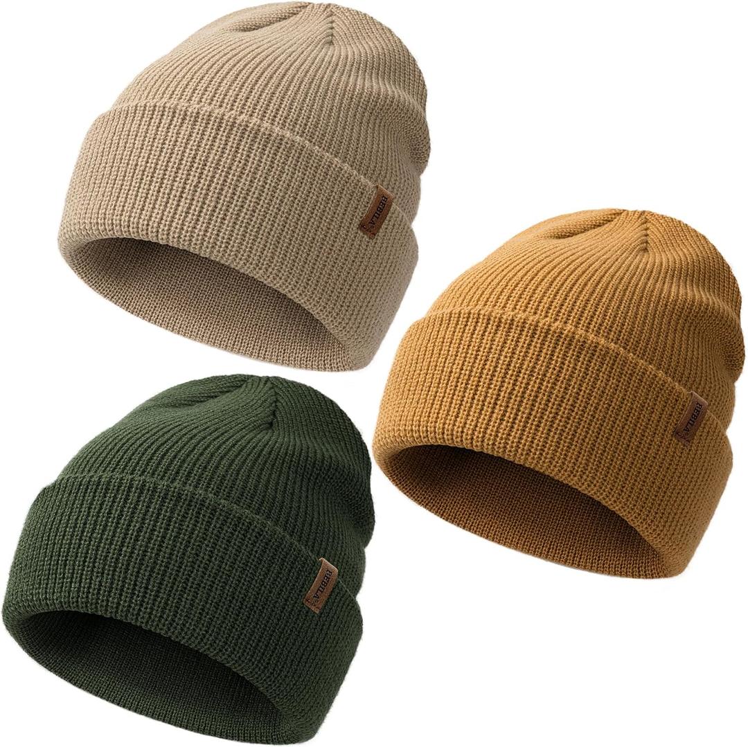 Bebila Baby Beanie Toddler Infant Winter Hats Knit Warm Caps for Boys Girls (0-6 Months, Camel+Green+Khaki)