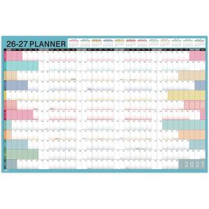 2026-2027 Yearly Wall Calendar - Calendar 2026-2027, Yearly Wall Calendar, July 2026 - June 2027, 23.1" x 34.6" (Open), Wall Calendar 12 Month, Julian Dates, Thick Paper, Round Stickers (Blue)