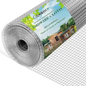 Hardware Cloth 1/2 inch 48in x 80ft 19 Gauge, Hot-dip Galvanized After Welding Chicken Wire Fence Roll Garden Plant Welded Metal Wire Fencing Roll, Rabbit Cages Snake Fence