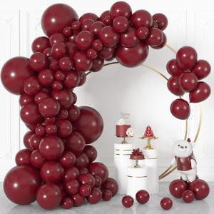 Ouddy Life 164Pcs Burgundy Balloons Different Sizes 18" 12" 10" 5" - Matte Burgundy Latex Balloon Garland Arch Kit for Valentines Day Birthday Party Wedding Bridal Shower Graduation Decorations