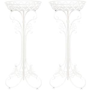 Sungmor Lightweight Metal Flower Pot Stands - 2 Pack 29.7 Inches Tall White Plant Stand - Rustproof Potted Plant Holder Container Support - Indoor & Outdoor Elegant Corner Decorative Display Rack
