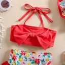 Baby Girl Swimsuit Infant Toddler Girl Bathing Suit Bikini Two Piece Swimwear with Hat (12-18 Months, Red Floral)