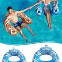 Jasonwell Inflatable Pool Float Chair - 2 Pack Floating Pool Chair Lounge Floats for Swimming Pool Water Chair Pool Lounger with Cup Holder Toy Party Floaties for Adults XL