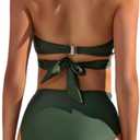 COCOPEAR Two Piece High Waisted Swimsuits for Women Tummy Contro Bikini Sets Adjustable Shoulder Straps Bathing Suit 2025 (Green, L)