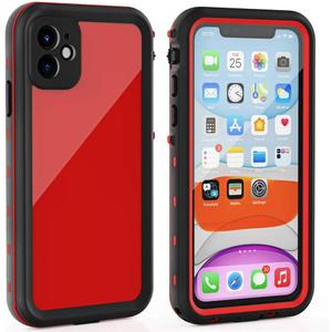 for iPhone 11 Waterproof Case with Screen Protector Full Body Protector Shockproof Dustproof Dirtproof Heavy Duty IP68 Waterproof Case for iPhone 11(6.1inch) (Red)