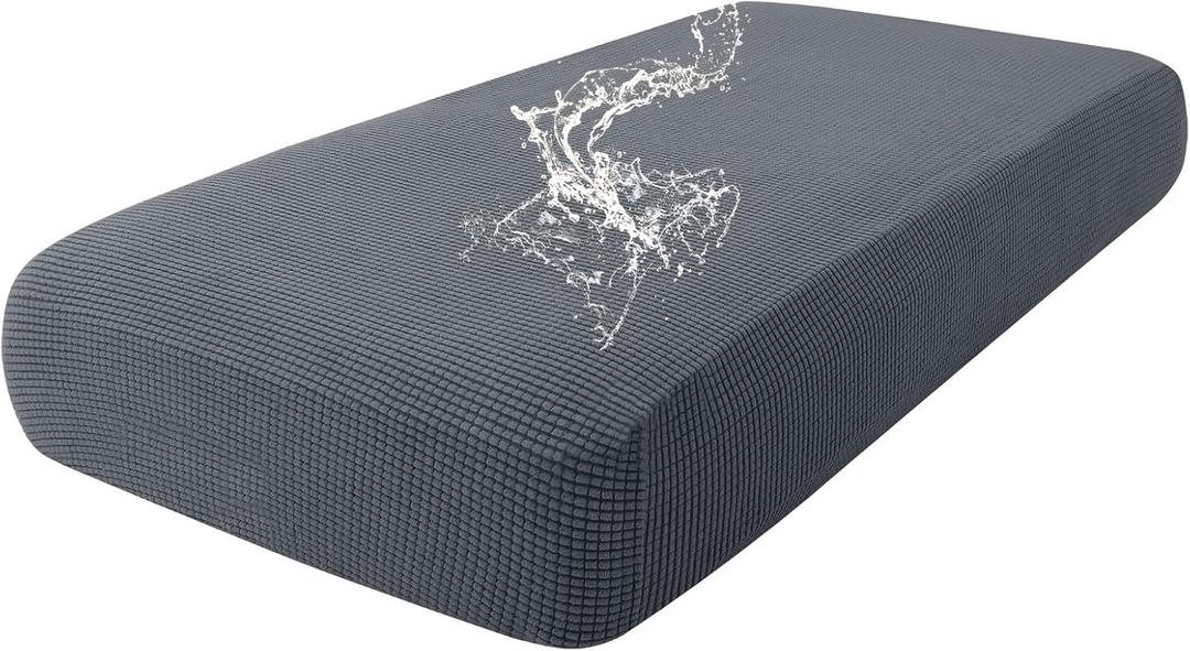 hyha Waterproof Couch Cushion Covers, Washable Sofa Cushion Slipcovers, Thick Stretch Jacquard Fabric, Couch Sofa Covers for Pets with Elastic Bottom (1 Piece for Medium, Grey)