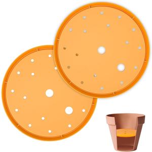 Lettry 2Pcs Round Planter Insert, 12" Orange Planter Insert, Durable Plastic Disk with Drainage Holes for Place Inside Planters to Use Less Potting Soil for Tall Flower Pots Plant Containers (12inch)