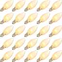 Abeja 25 Pack C9 Incandescent Replacement Bulb C9 Christmas Light Bulb for Holiday Party Christmas Decorative String Light E17 Intermediate Base 7w Clear Bulb
