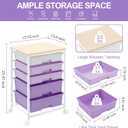 SYKIARIOL Utility Cart with 5 Drawers,Storage Drawer Cart with Wooden Tabletop and Lockable Wheels,Craft Storage Trolley Cart,5-Tier Rolling Utility Cart on Wheels,Purple