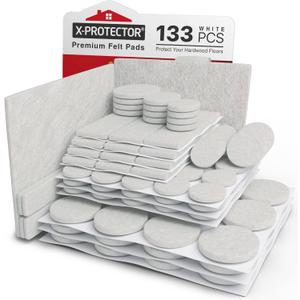 Felt Furniture Pads X-PROTECTOR 133 PCS - Premium Furniture Pads for Hardwood Floors - White Felt Pads for Furniture Feet - The Best Chair Leg Floor Protectors - Protect Your Hard Floors!