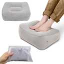 4 x Inflatable Travel Foot Rest Pillow, Head Pad, Soft Flocking Pillow, Flights Relax Cushion Ottomans Leg Up with Air Pump for Office, Home Relax, Camping and Travel Use (Gray, 1 Pcs)