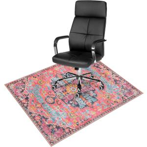 Anidaroel Office Chair Mat for Hardwood Floor, 36"x48" Office Rug for Rolling Chair, Desk Floor Mats for Office Chair, Anti-Slip Computer Gaming Chair Mat, Easy to Roll, Fuchsia/Multi