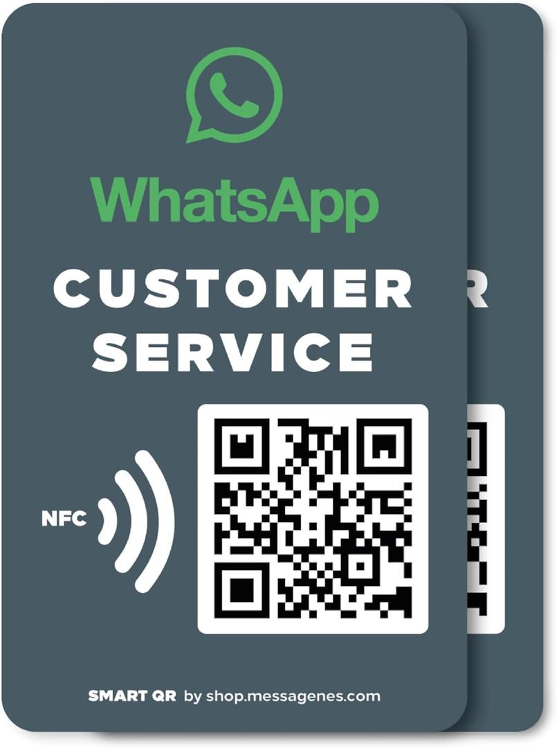 MESSAGENES | Customizable Whatsapp QR and NFC Sticker for Reception | 2 Units Reusable NFC Card Size Stickers | Connect with Your Customers on Whatsapp | Solution for Receptions (3.38" x 2.16", Green)