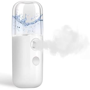 GIVERARE Nano Facial Steamer, Handy Mini Mister, USB Rechargeable Mist Sprayer, 30ml Visual Water Tank Moisturizing&Hydrating for Face, Daily Makeup, Skin Care, Eyelash Extensions-White (1-pack White)