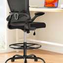 ErGear Drafting Chair, Standing Desk Chair with Flip-Up Armrests, High Desk Chair Adjustable Height, Ergonomic Tall Office Chair with Lumbar Support and Adjustable Footrest Ring, 21.06*25.20*55.12inch