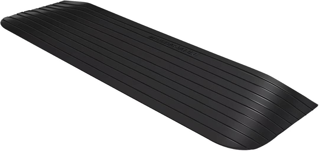 Ruedamann 1-1/2 Rise Threshold Ramp, Durable Solid Rubber with 2200lbs Load Capacity, Non-Skid and Anti-Slip Surface, Wheelchair Ramp for Doorways and Bathroom