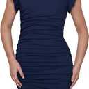 Kilottor Girl's Dress Ruffle Sleeve Bodycon Formal Party Ruched Pencil Dress 13-14 Years